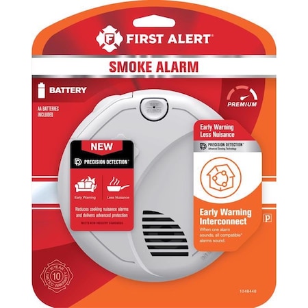 First Alert First Alert Wireless Interconnect Battery-Powered Photoelectric Smoke Detector 1 pk 1048448